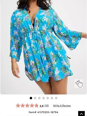 torrid Blue Tropical Floral Swim Coverup